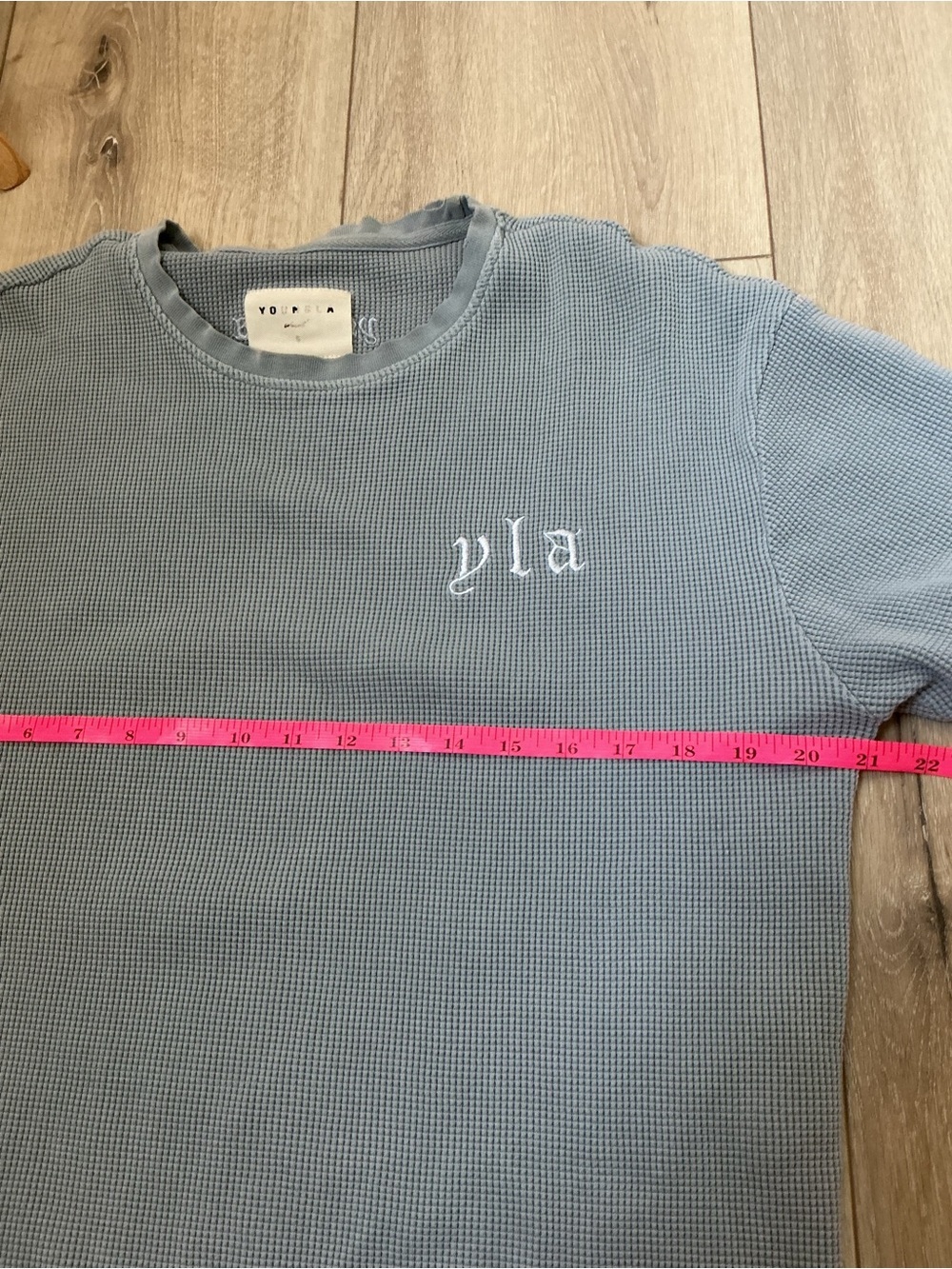 YoungLA Blue-Gray Waffle Knit Tee - Men's Oversized Short Sleeve - Picture 7 of 10